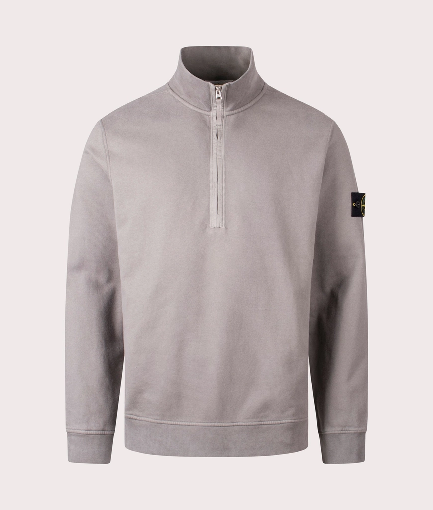 Stone Island Mens Organic Cotton Quarter Zip Sweatshirt